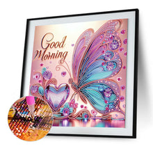 Load image into Gallery viewer, Diamond Painting - Partial Special Shaped - Good morning and good night dreamy butterflies (40*40CM)
