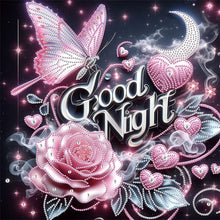 Load image into Gallery viewer, Diamond Painting - Partial Special Shaped - Good morning and good night dreamy butterflies (40*40CM)
