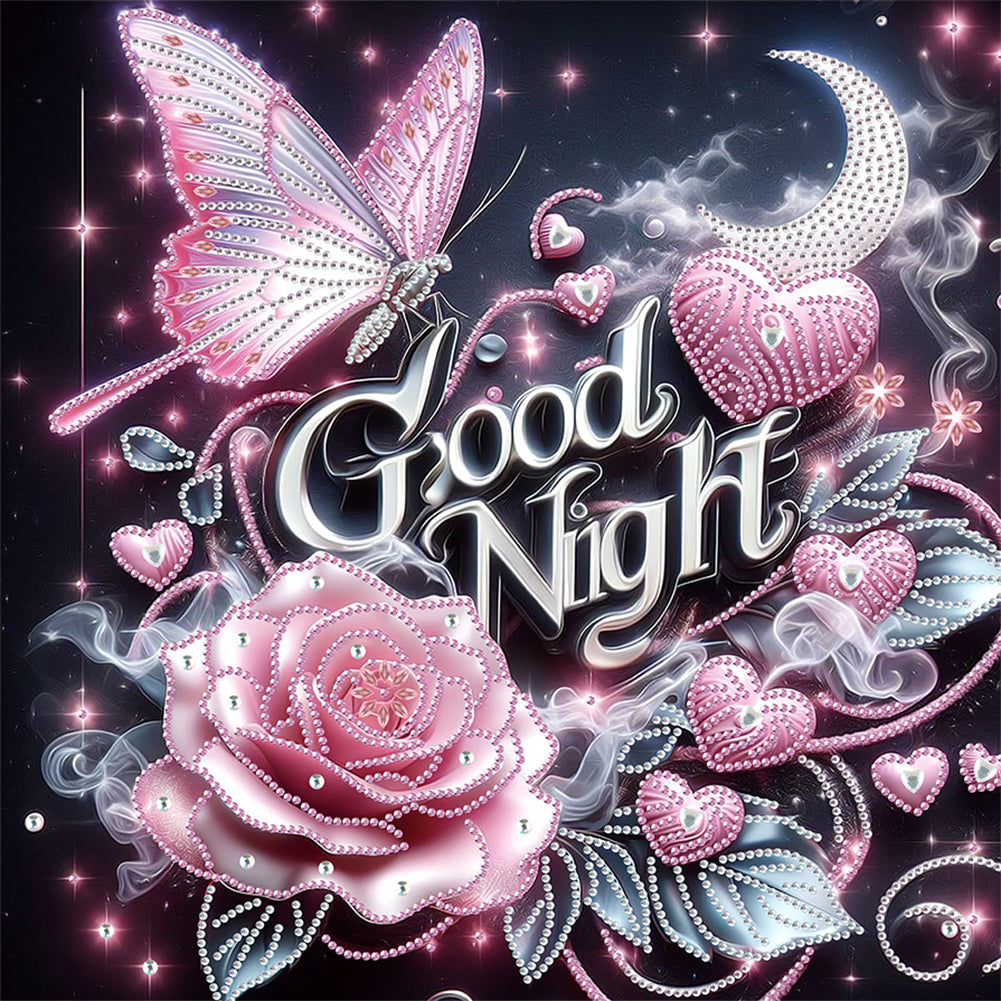 Diamond Painting - Partial Special Shaped - Good morning and good night dreamy butterflies (40*40CM)