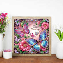 Load image into Gallery viewer, Diamond Painting - Partial Special Shaped - Good morning and good night dreamy butterflies (40*40CM)
