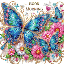 Load image into Gallery viewer, Diamond Painting - Partial Special Shaped - Good morning and good night dreamy butterflies (40*40CM)
