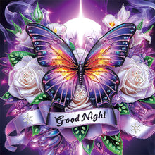 Load image into Gallery viewer, Diamond Painting - Partial Special Shaped - Good morning and good night dreamy butterflies (40*40CM)
