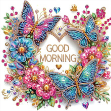 Load image into Gallery viewer, Diamond Painting - Partial Special Shaped - Good morning and good night dreamy butterflies (40*40CM)
