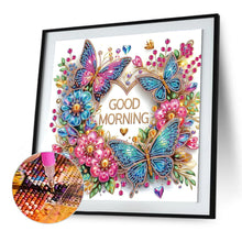 Load image into Gallery viewer, Diamond Painting - Partial Special Shaped - Good morning and good night dreamy butterflies (40*40CM)
