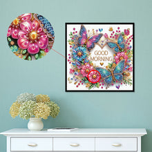 Load image into Gallery viewer, Diamond Painting - Partial Special Shaped - Good morning and good night dreamy butterflies (40*40CM)
