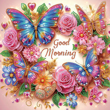 Load image into Gallery viewer, Diamond Painting - Partial Special Shaped - Good morning and good night dreamy butterflies (40*40CM)
