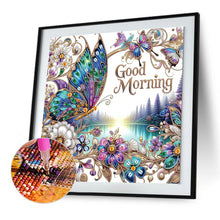 Load image into Gallery viewer, Diamond Painting - Partial Special Shaped - Good morning and good night dreamy butterflies (40*40CM)
