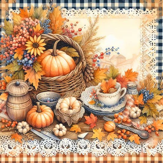 Diamond Painting - Full Round - Autumn pumpkin fallen leaves (40*40CM)
