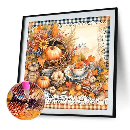 Diamond Painting - Full Round - Autumn pumpkin fallen leaves (40*40CM)