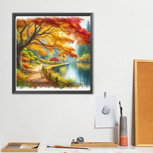 Load image into Gallery viewer, Diamond Painting - Full Round - Autumn leaves by the lake (40*40CM)
