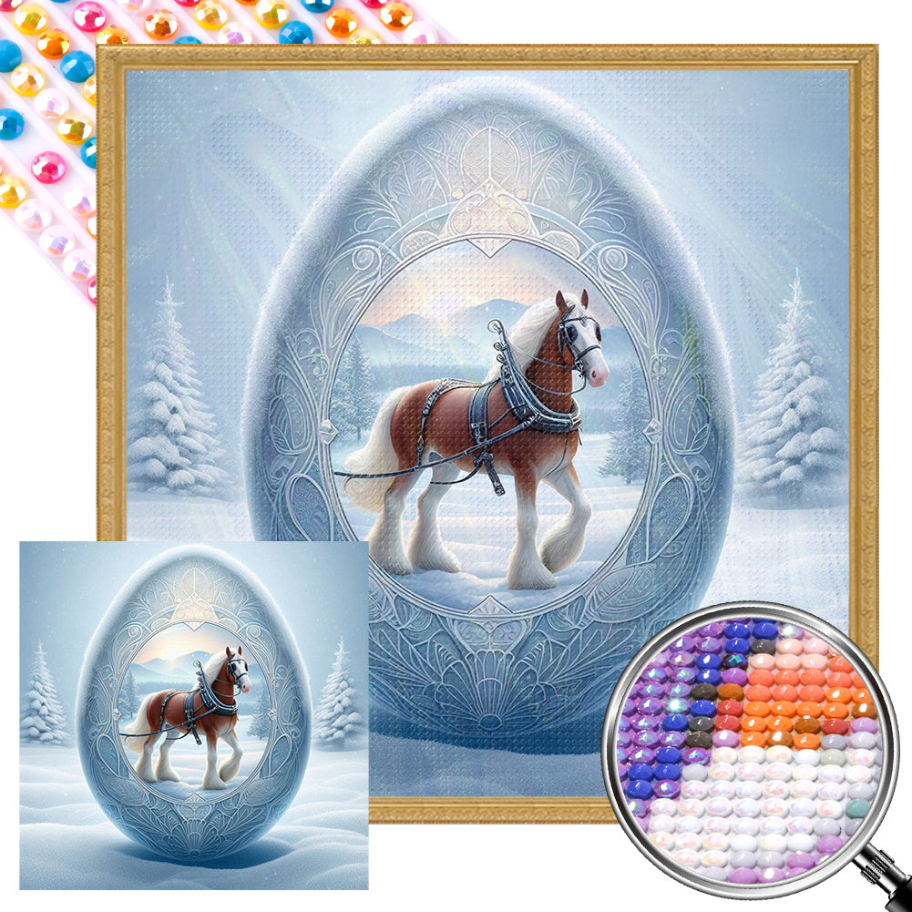 AB Diamond Painting - Full Round - Snow horse (40*40CM)