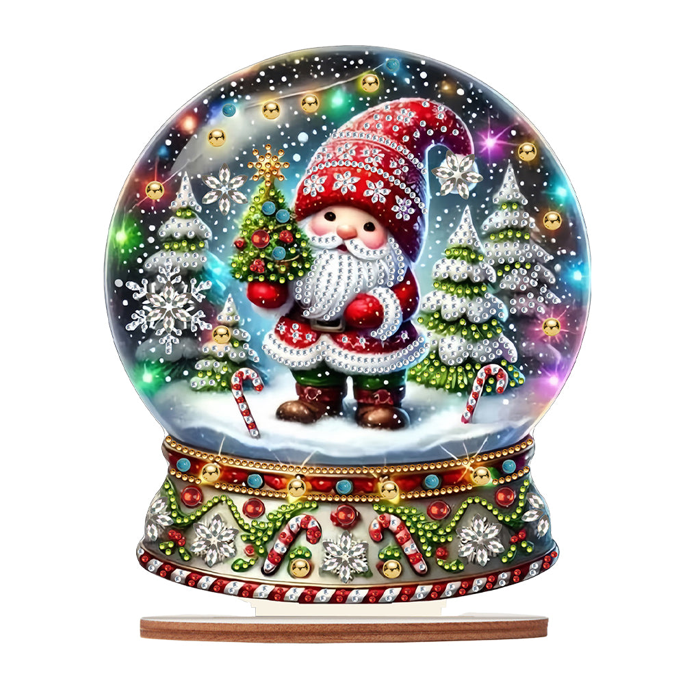 Wooden Special Shaped Crystal Ball Santa Claus Diamond Painting Table Ornament
