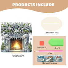 Load image into Gallery viewer, Wooden Special Shaped Fireplace White Stockings Diamond Painting Table Ornament

