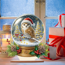 Load image into Gallery viewer, Wooden Special Shaped Crystal Ball Christmas Owl Diamond Painting Table Ornament
