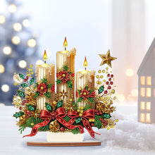 Load image into Gallery viewer, Wooden Special Shaped Christmas Candle Diamond Painting Tabletop Ornaments Kit
