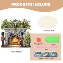 Load image into Gallery viewer, Wooden Special Shaped Fireplace Nutcracker Diamond Painting Tabletop Ornaments
