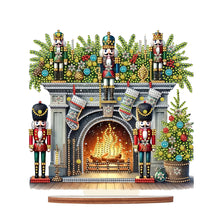 Load image into Gallery viewer, Wooden Special Shaped Fireplace Nutcracker Diamond Painting Tabletop Ornaments
