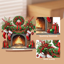 Load image into Gallery viewer, Wooden Special Shaped Red Wreath Stocking Diamond Painting Tabletop Ornament Kit
