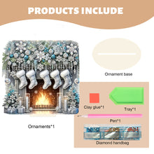 Load image into Gallery viewer, Wooden Special Shaped Fireplace White Stockings Diamond Painting Table Ornament
