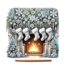 Load image into Gallery viewer, Wooden Special Shaped Fireplace White Stockings Diamond Painting Table Ornament
