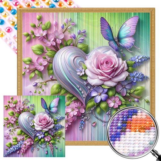AB Diamond Painting - Full Round - Flowers, butterflies, hearts (40*40CM)