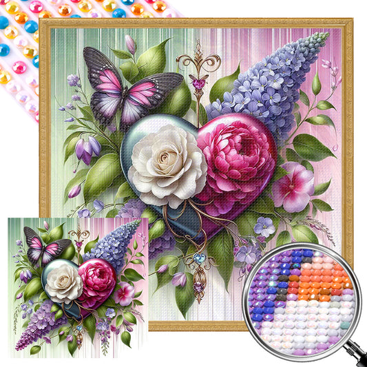 AB Diamond Painting - Full Round - Flowers, butterflies, hearts (40*40CM)