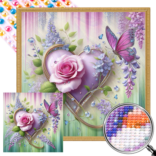 AB Diamond Painting - Full Round - Flowers, butterflies, hearts (40*40CM)