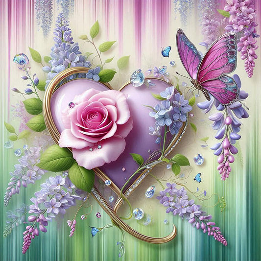 AB Diamond Painting - Full Round - Flowers, butterflies, hearts (40*40CM)
