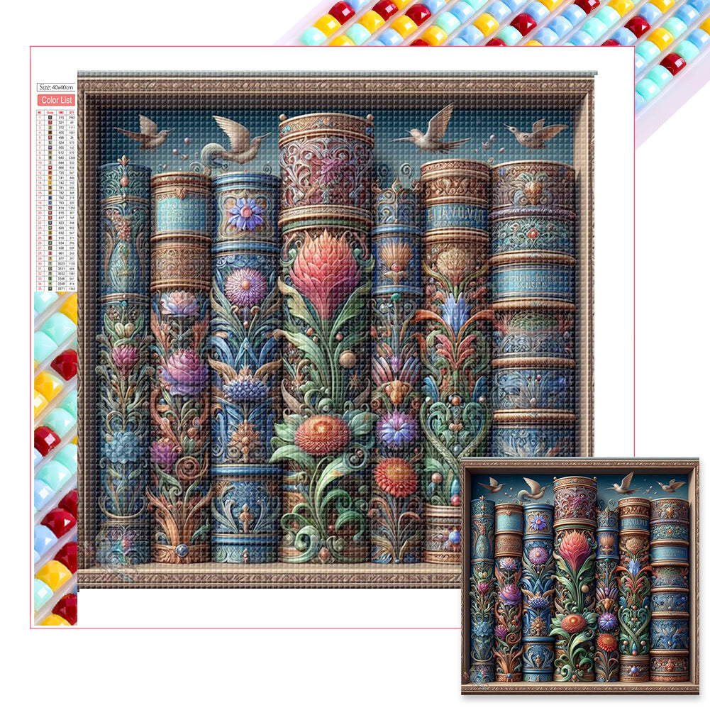 Diamond Painting - Full Square - Flower bookshelf (40*40CM)