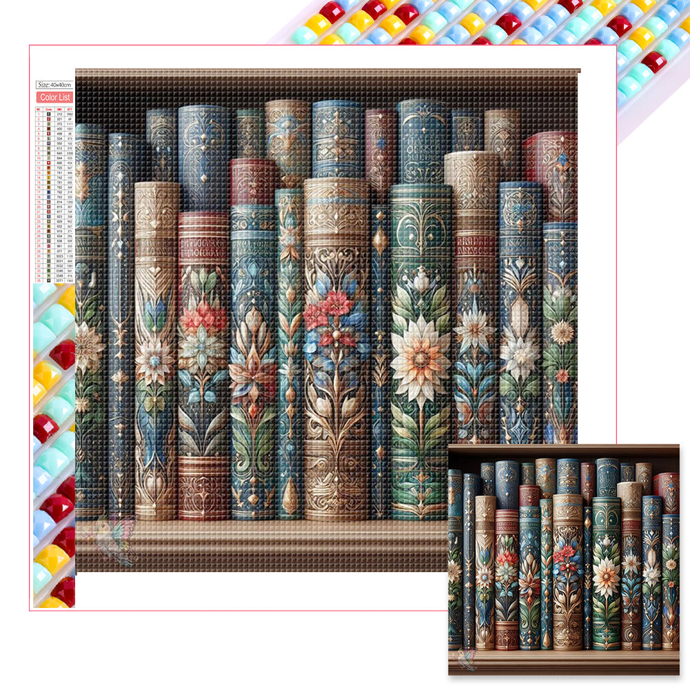 Diamond Painting - Full Square - Flower bookshelf (40*40CM)