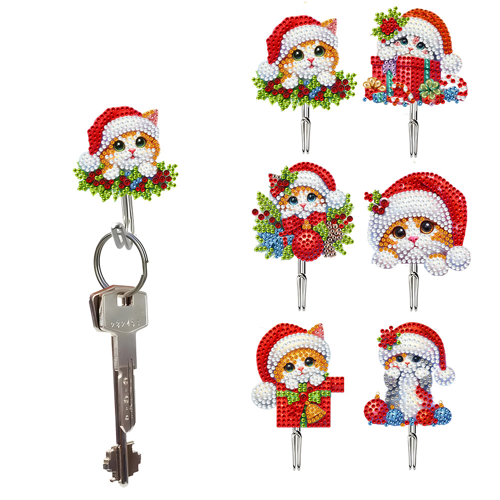 6Pcs Acrylic Diamond Painting Hooks Christmas Theme Diamond Art Craft Wall Hooks