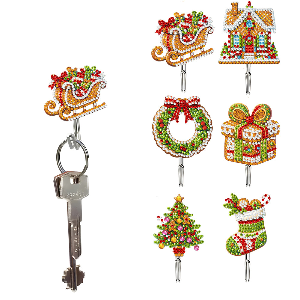 6Pcs Acrylic Diamond Painting Hooks Christmas Theme Diamond Art Craft Wall Hooks