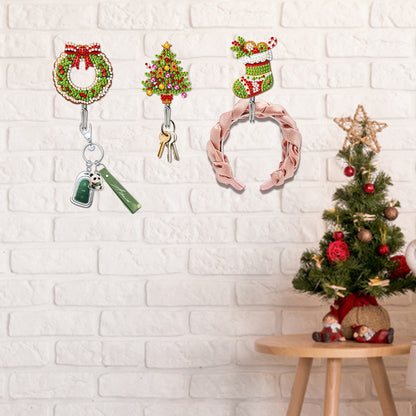 6Pcs Acrylic Diamond Painting Hooks Christmas Theme Diamond Art Craft Wall Hooks