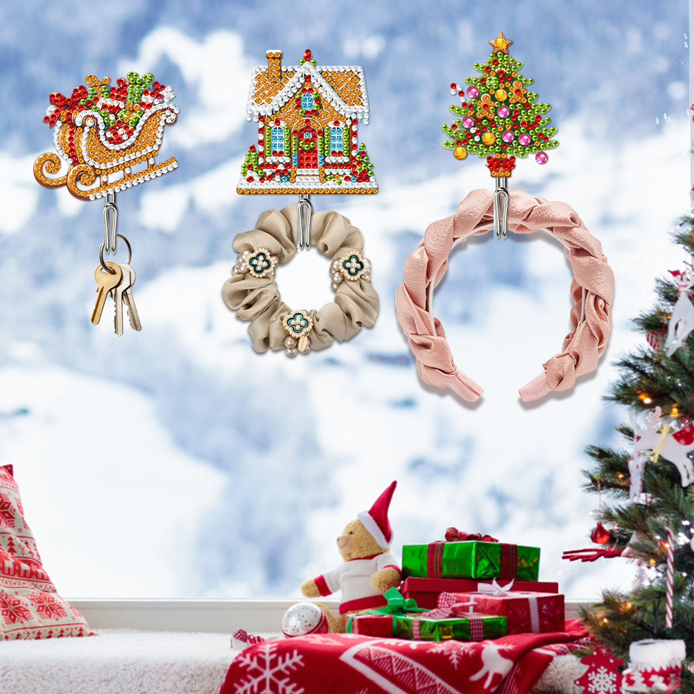 6Pcs Acrylic Diamond Painting Hooks Christmas Theme Diamond Art Craft Wall Hooks