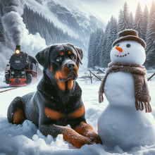 Load image into Gallery viewer, AB Diamond Painting - Full Round - Winter snowman and puppy (40*40CM)
