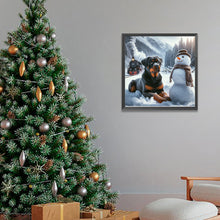 Load image into Gallery viewer, AB Diamond Painting - Full Round - Winter snowman and puppy (40*40CM)
