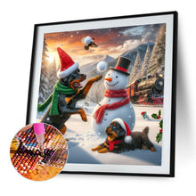Load image into Gallery viewer, AB Diamond Painting - Full Round - Winter snowman and puppy (40*40CM)
