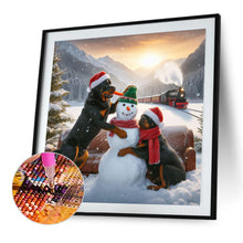 Load image into Gallery viewer, AB Diamond Painting - Full Round - Winter snowman and puppy (40*40CM)
