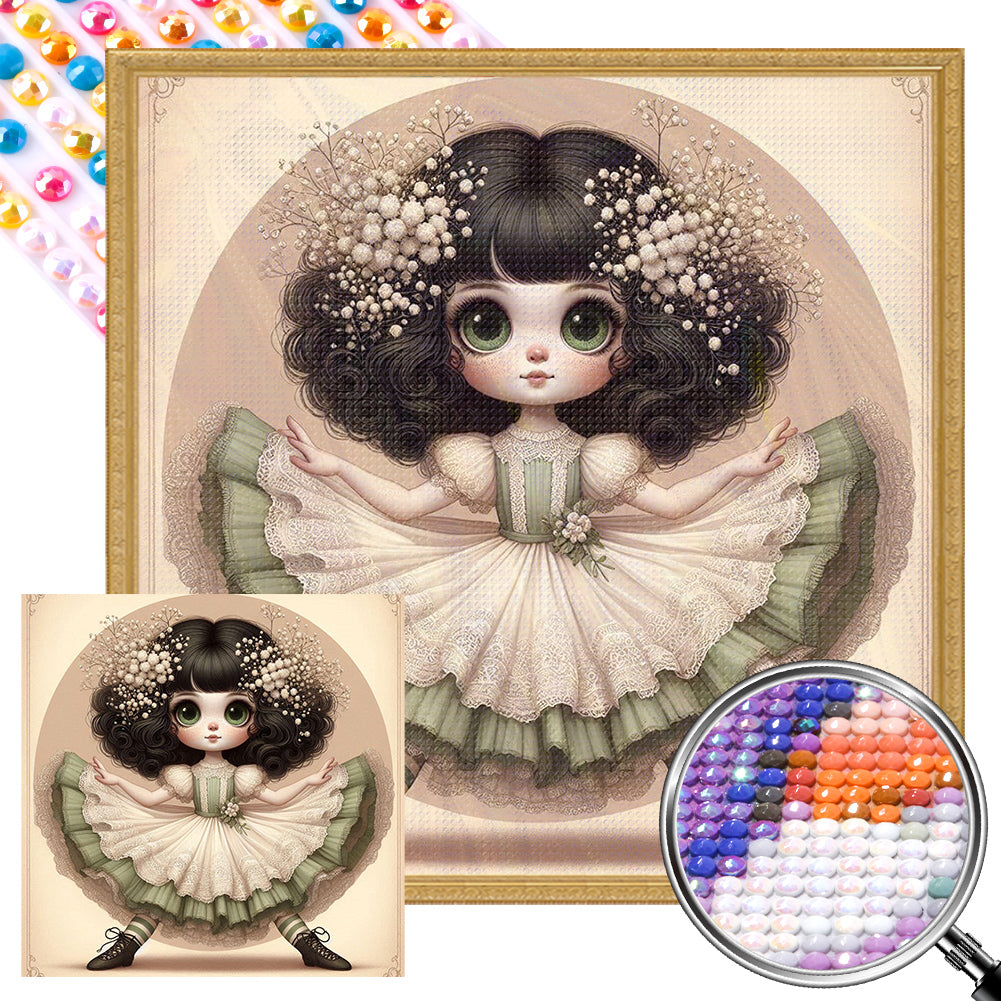 AB Diamond Painting - Full Round - Puffy skirt girl (40*40CM)