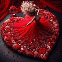 Load image into Gallery viewer, Diamond Painting - Full Round - Beautiful lady in red heart skirt (40*40CM)
