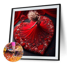 Load image into Gallery viewer, Diamond Painting - Full Round - Beautiful lady in red heart skirt (40*40CM)
