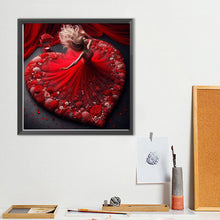 Load image into Gallery viewer, Diamond Painting - Full Round - Beautiful lady in red heart skirt (40*40CM)
