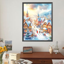 Load image into Gallery viewer, Diamond Painting - Full Round - Small town Christmas snow scene (40*50CM)
