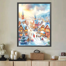 Load image into Gallery viewer, Diamond Painting - Full Round - Small town Christmas snow scene (40*50CM)
