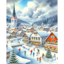 Load image into Gallery viewer, Diamond Painting - Full Round - Small town Christmas snow scene (40*50CM)
