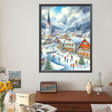 Load image into Gallery viewer, Diamond Painting - Full Round - Small town Christmas snow scene (40*50CM)
