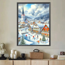 Load image into Gallery viewer, Diamond Painting - Full Round - Small town Christmas snow scene (40*50CM)
