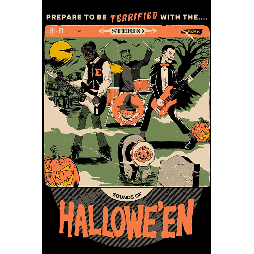 Diamond Painting - Full Round - Halloween music record atmosphere (40*60CM)
