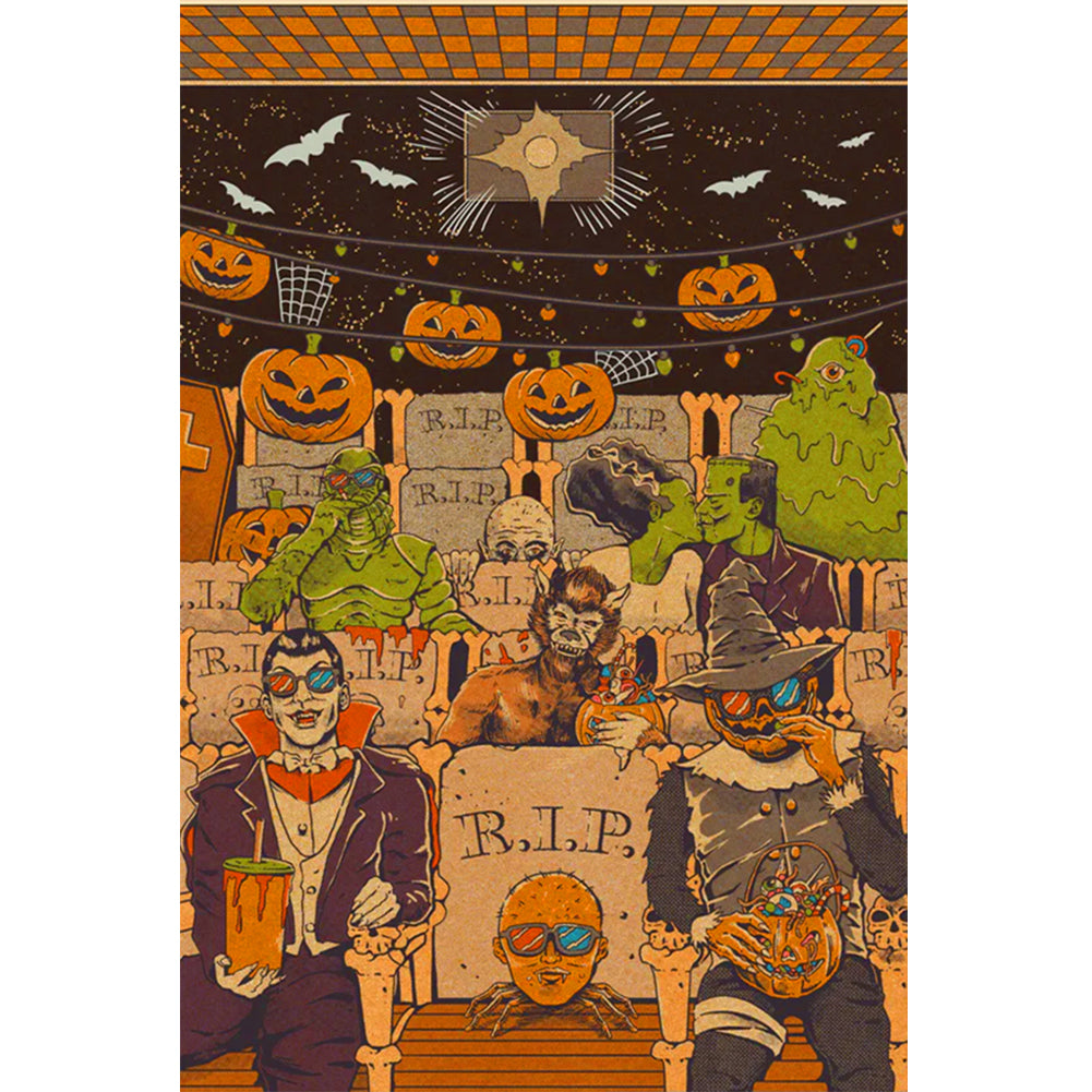 Diamond Painting - Full Round - Halloween movie theater atmosphere (40*60CM)