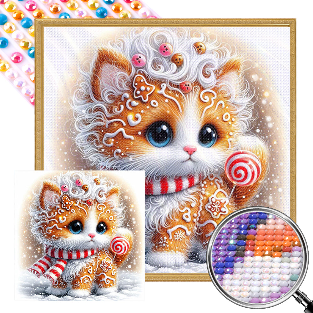 AB Diamond Painting - Full Round - Christmas cookies orange cat (40*40CM)